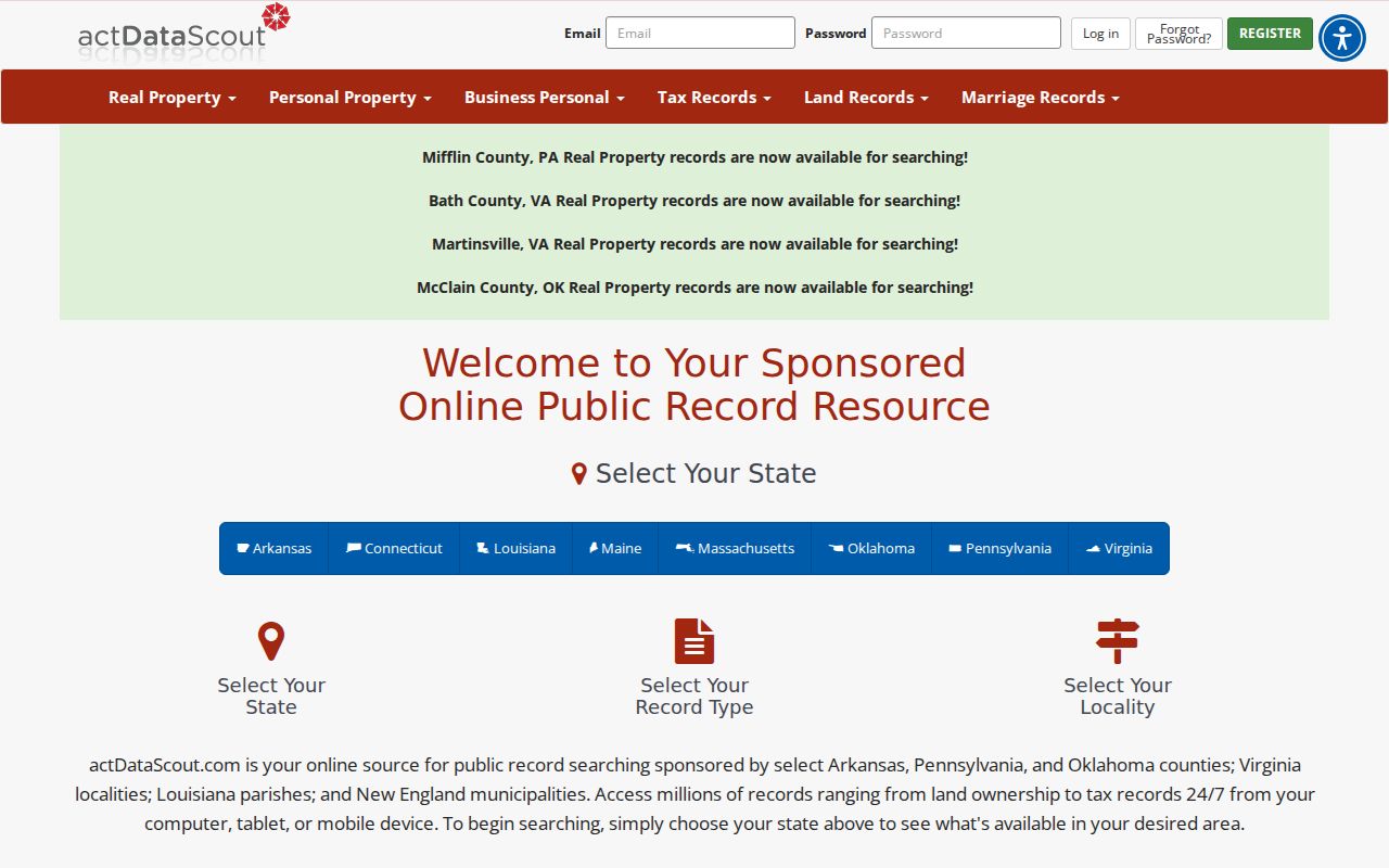 Washington County public records ACT DataScout property portal